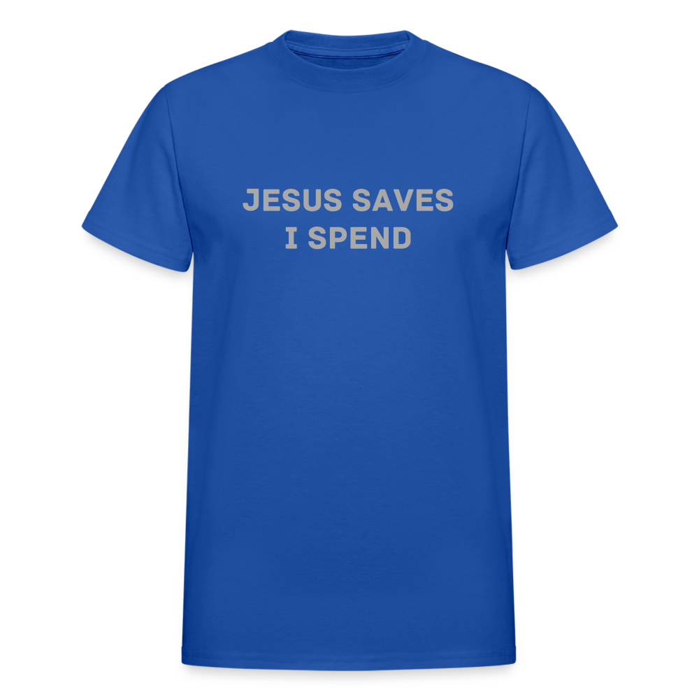 JESUS SAVES I SPEND - royal blue
