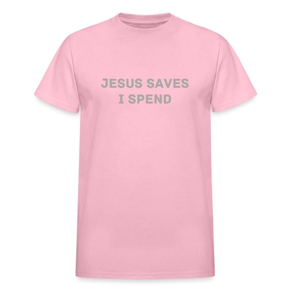 JESUS SAVES I SPEND - light pink