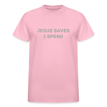 JESUS SAVES I SPEND - light pink